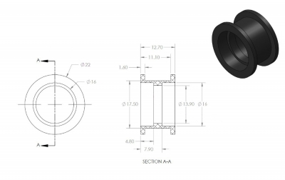 چرخ هرزگرد قطر داخلی 5mm، قطر خارجی 22mm و عرض 12.7mm با بلبرینگ