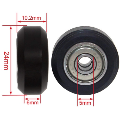 چرخ هرزگرد قطر داخلی 5mm، قطر خارجی 24mm و عرض 10.23mm با بلبرینگ