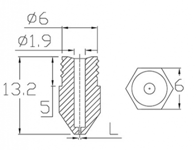 نازل اکسترودر پرینتر سه بعدی (MakerBot MK8 nozzle) با قطرهای مختلف